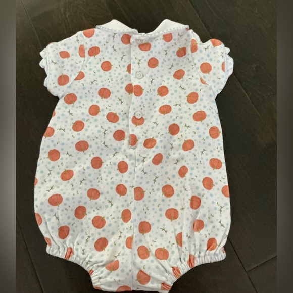 Lullaby Set White and Orange Pumpkin Bubble Romper - Picture 5 of 5